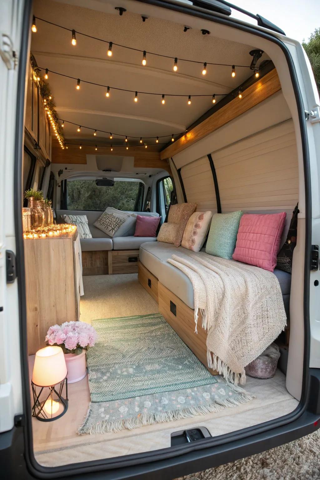 Create a comfy relaxing space that has soft textures and welcoming decor.