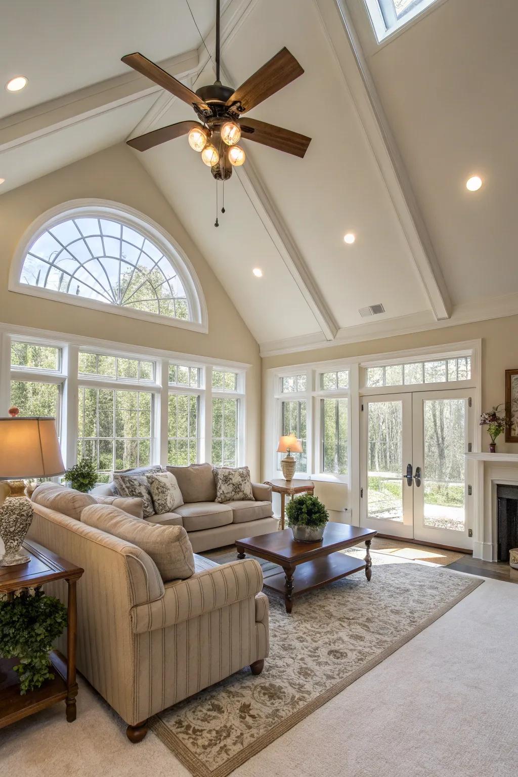 Ceiling fans with lights are a functional and fashionable choice.