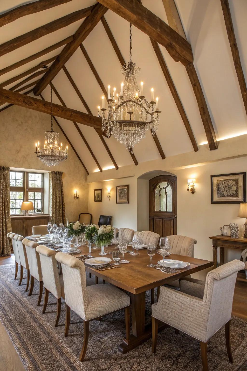 Genuine sophistication achieved with visible woodwork on a vaulted ceiling.