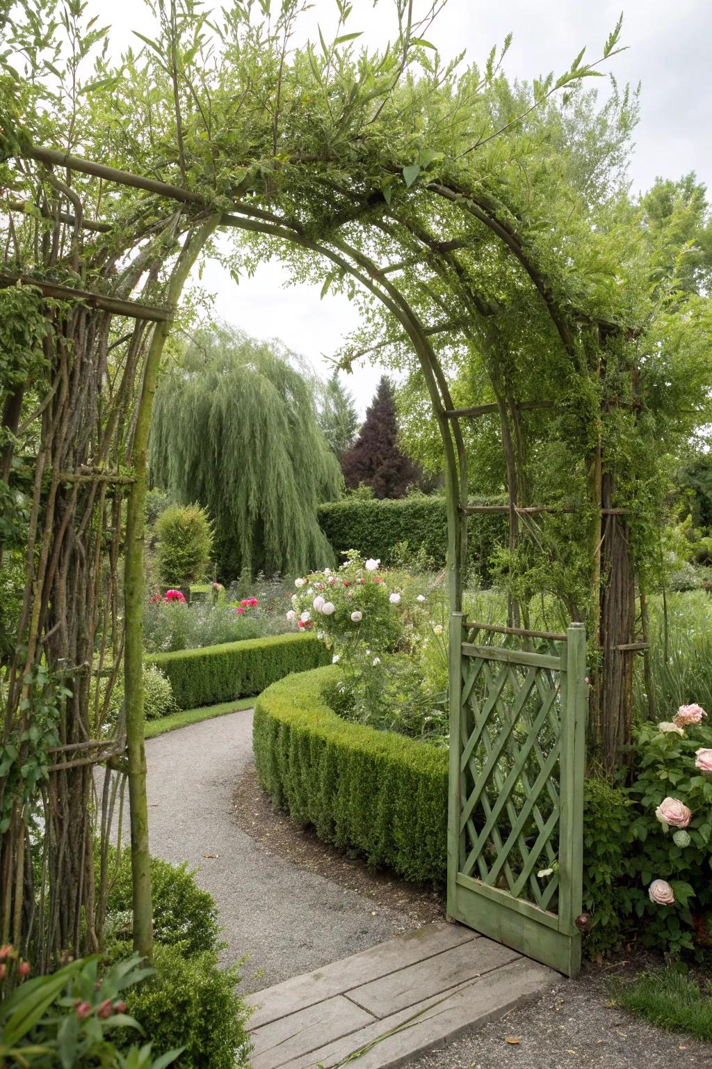 A natural wicker gate that blends with nature.