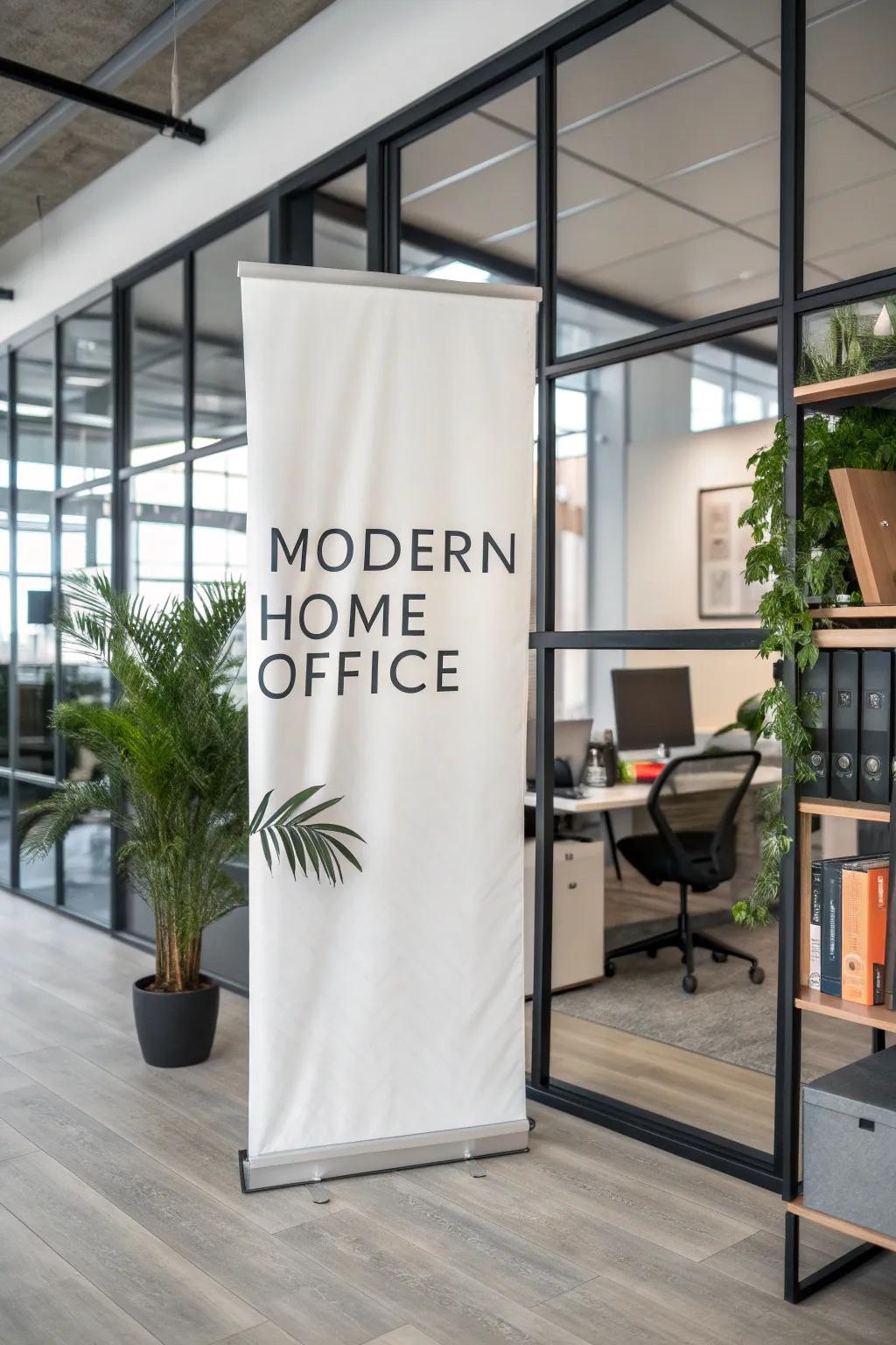 Bold typography makes a statement in a home office.
