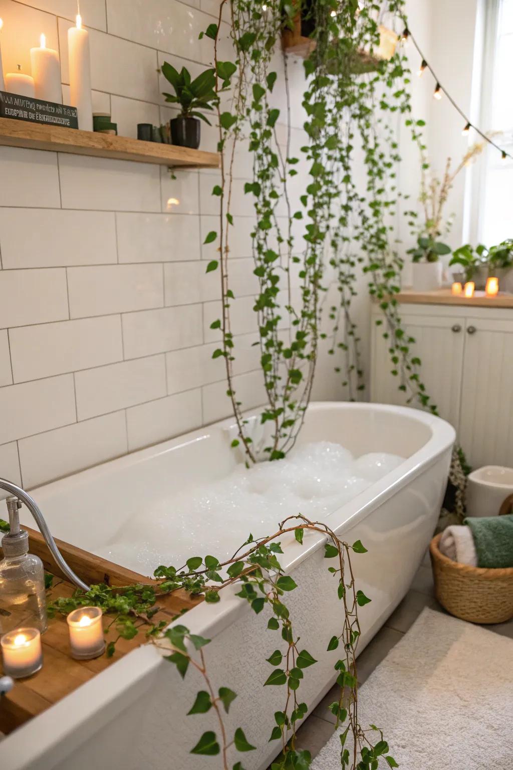Change your bathroom into a spa sanctuary with vines.