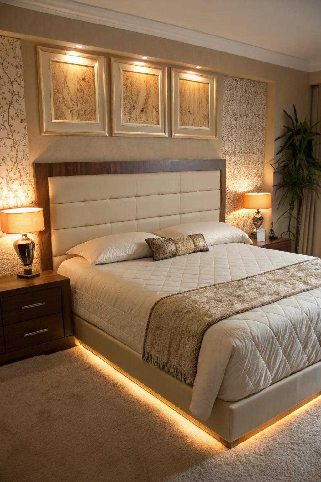 Integrated illumination furnishes both style and practicality.