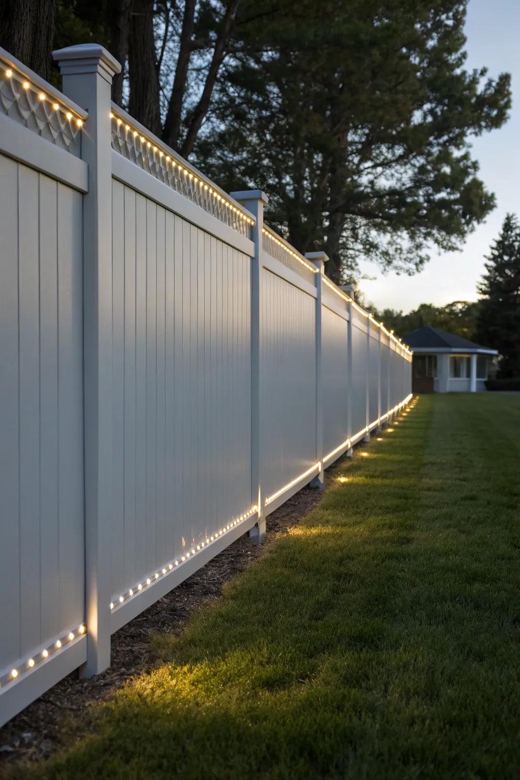Diode strip lights offer a contemporary feel to your fence.