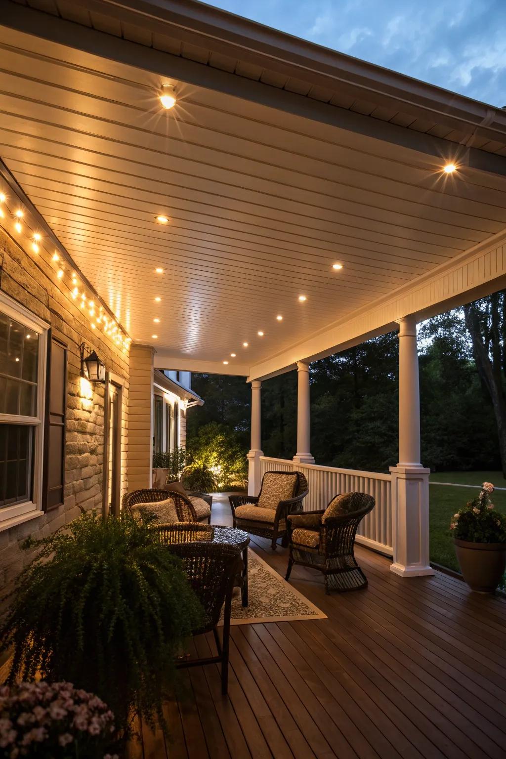 Integrated lighting with vinyl ceilings produces a modern, welcoming atmosphere.