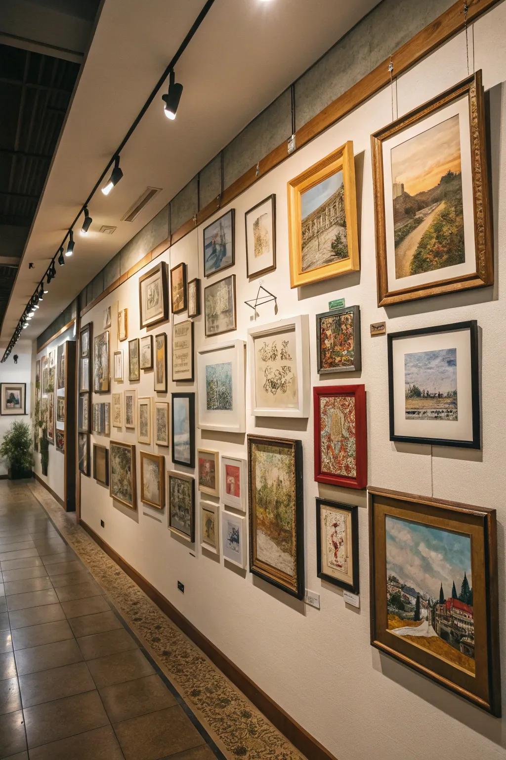 Gallery-style walls share a unique story through art.