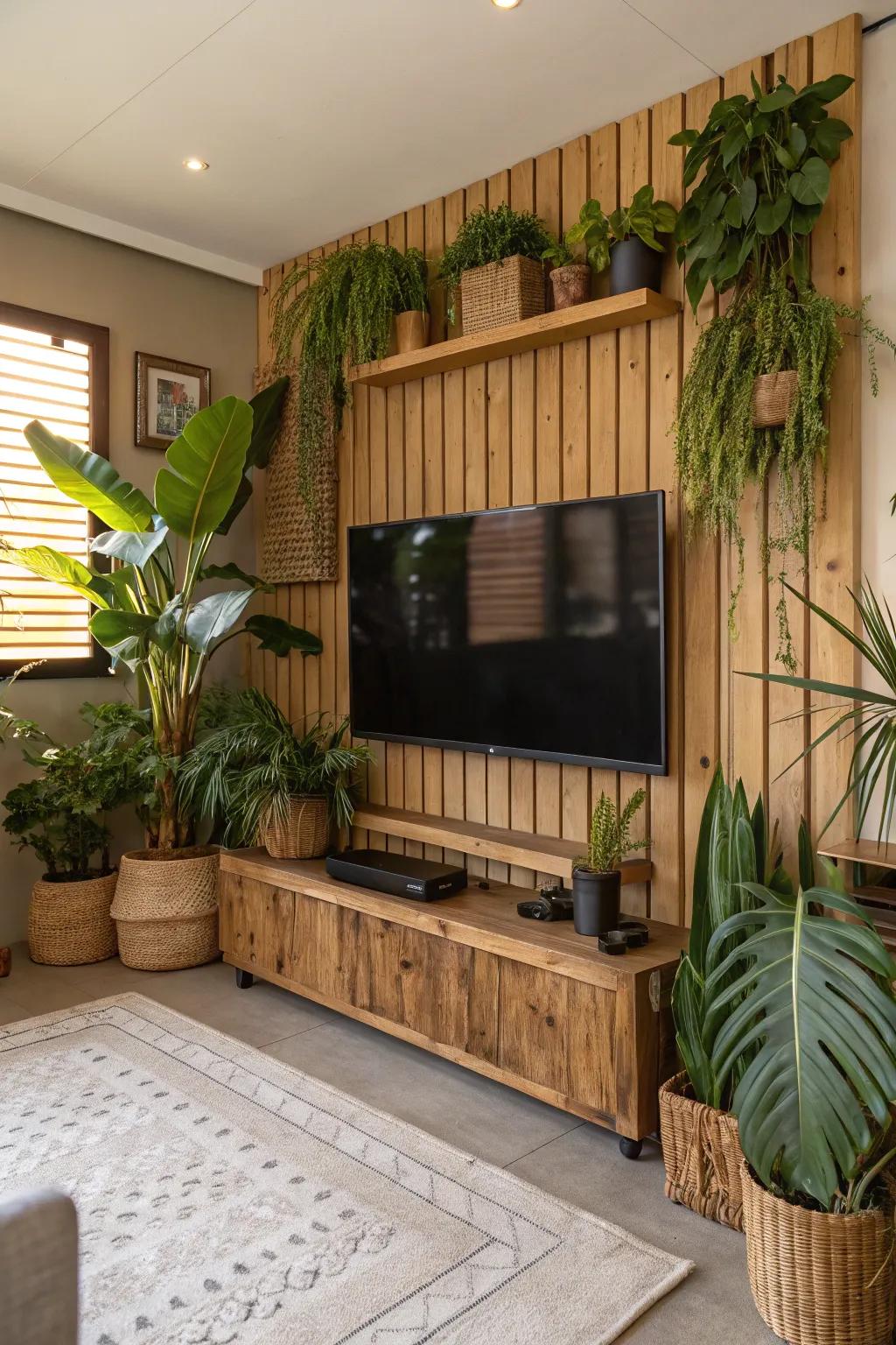 Natural aspects can revitalize your TV decor.