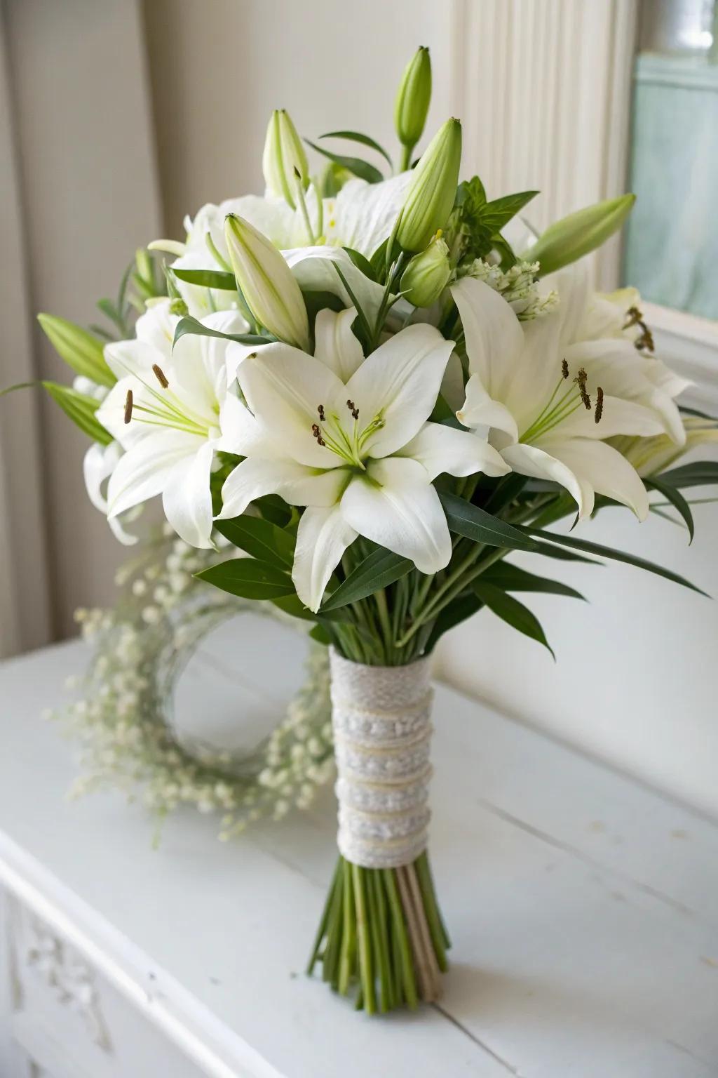 Minimalistic elegance with a bouquet of white lilies