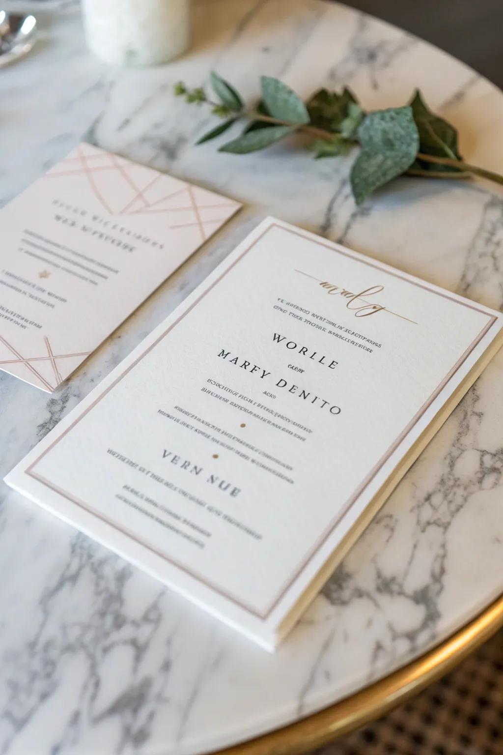Understated wedding announcement with a streamlined and contemporary design.