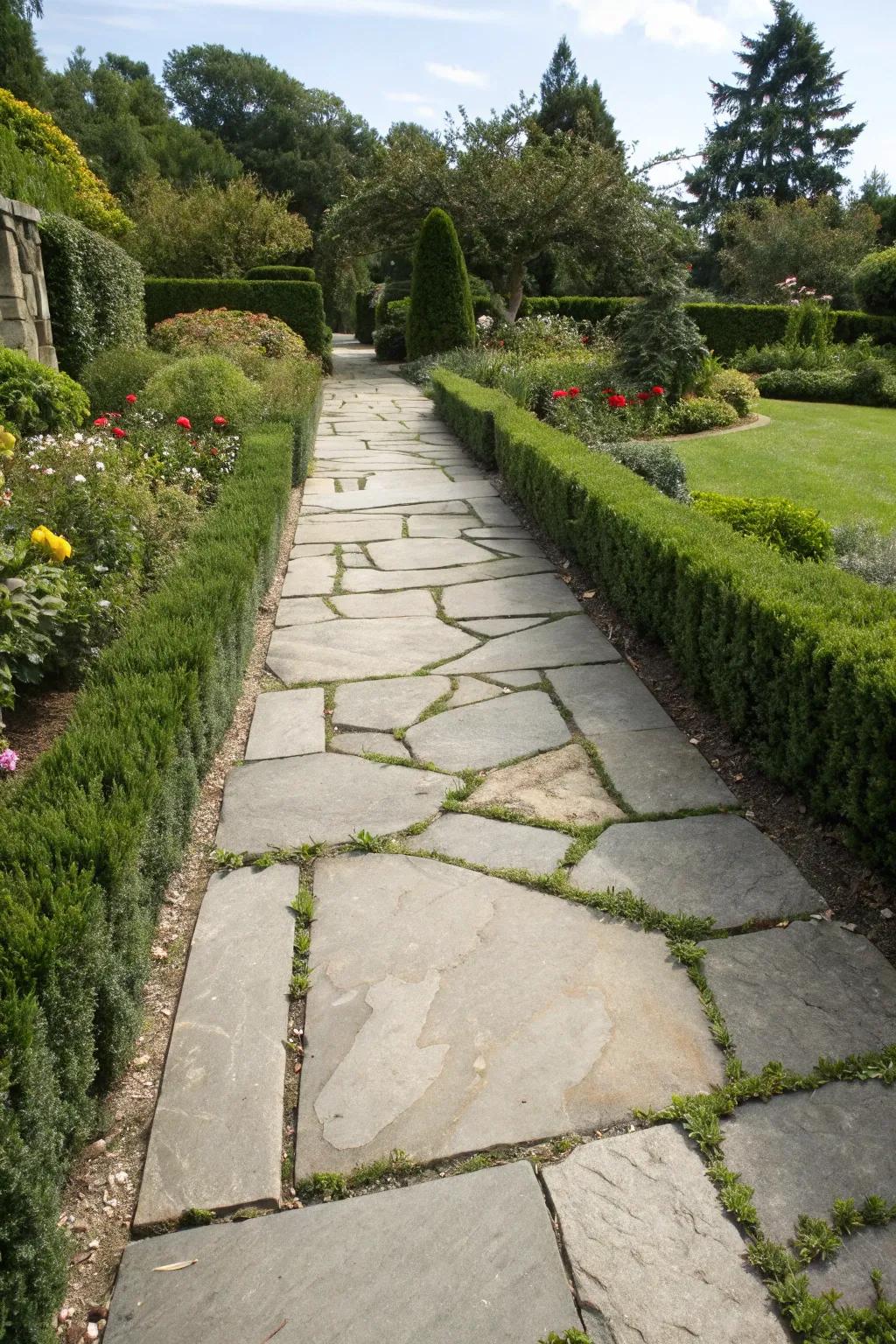 Paver path with concrete filling for a stable, durable surface.