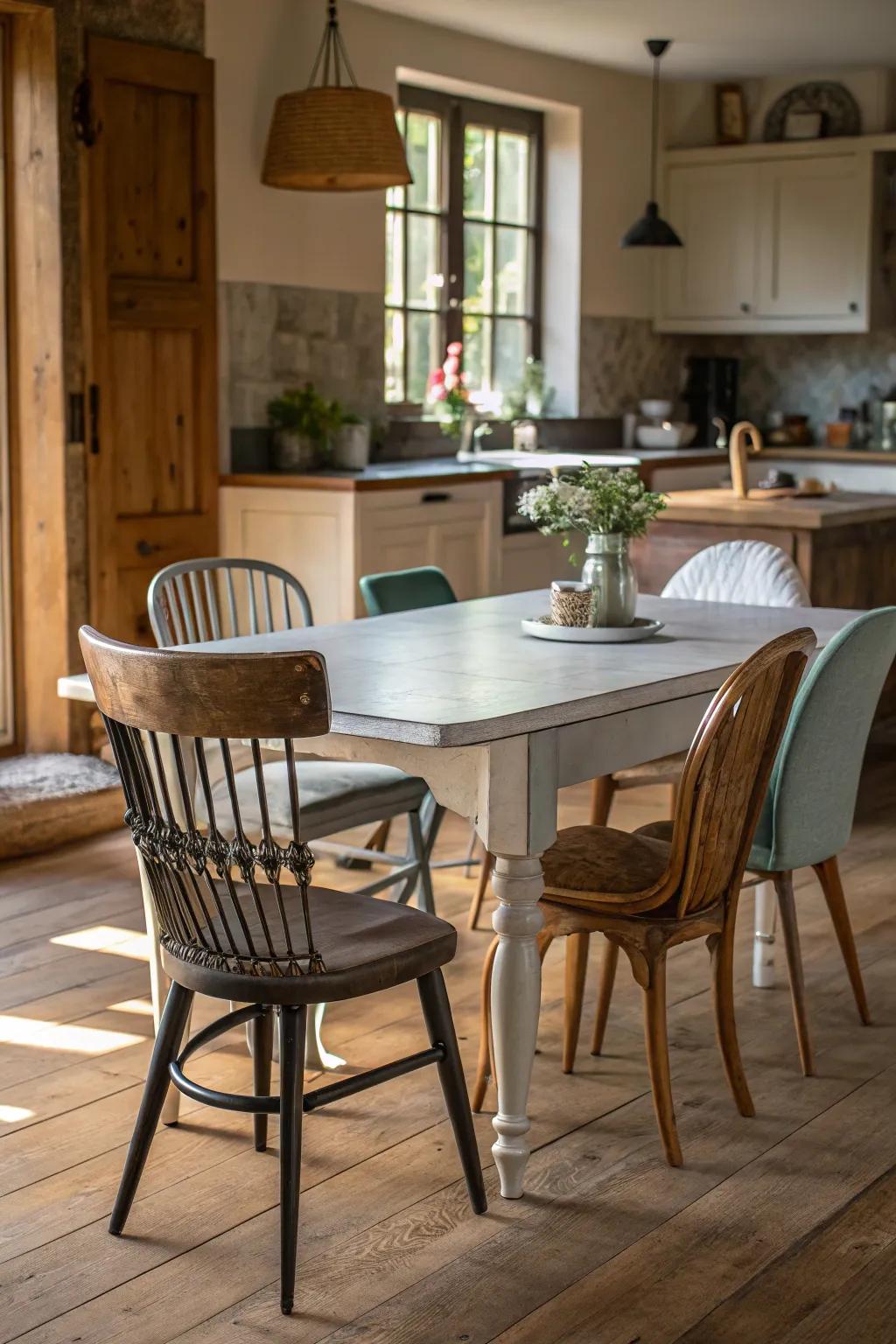 Mismatched parts add unexpected allure.