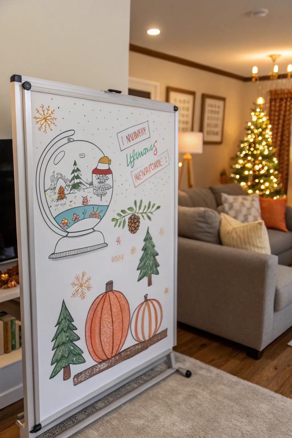Holiday whiteboard artwork to celebrate and inspire.