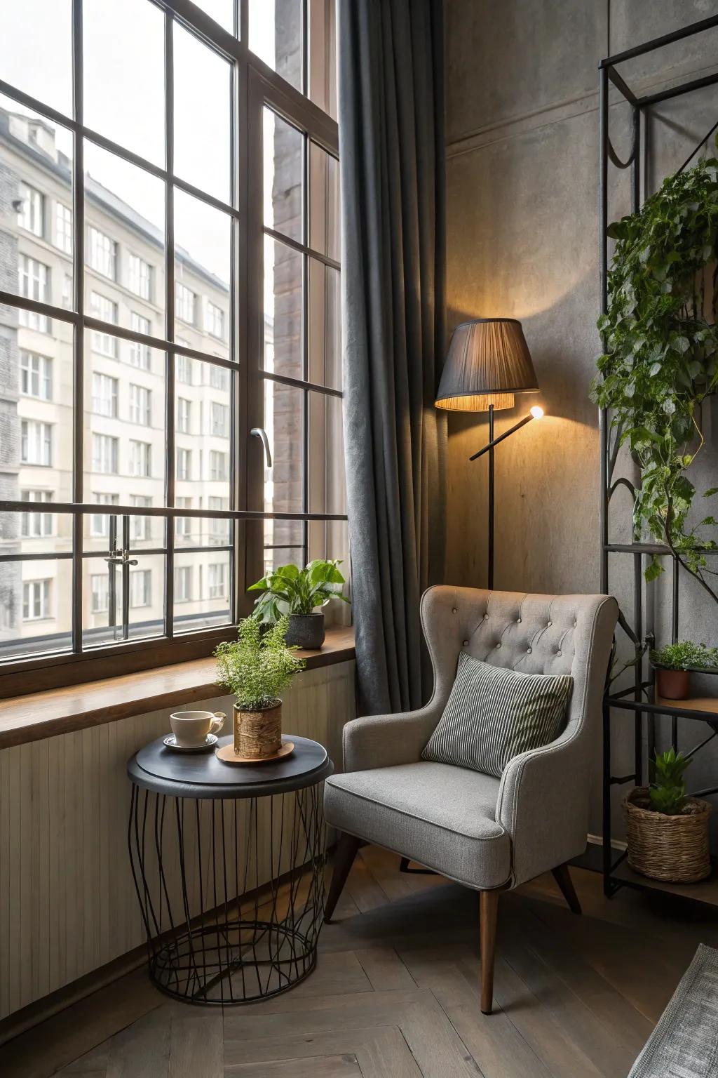 Mix design elements and materials for a unique and personalized window nook.