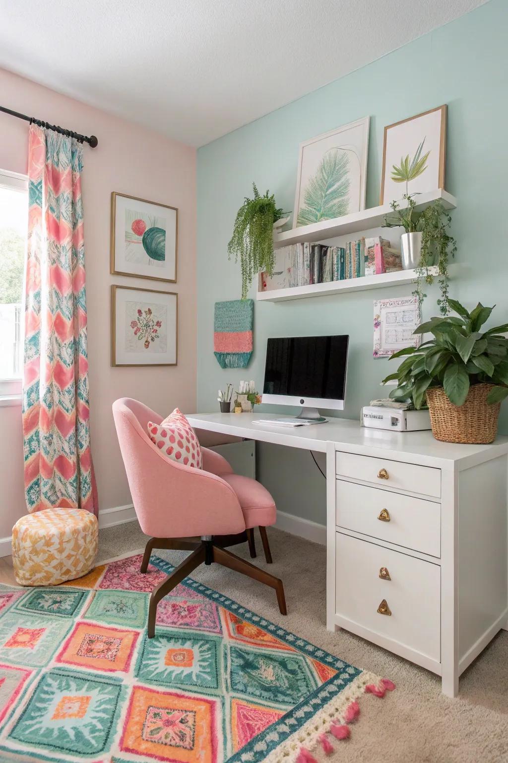 A calming color palette with vibrant accents for a personalized touch.