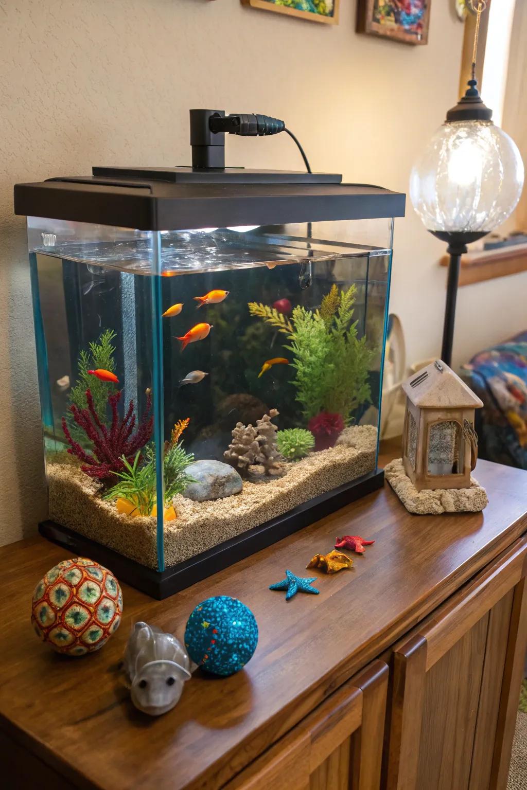 Do-it-yourself aesthetic incorporates a personalized element to your aquarium.