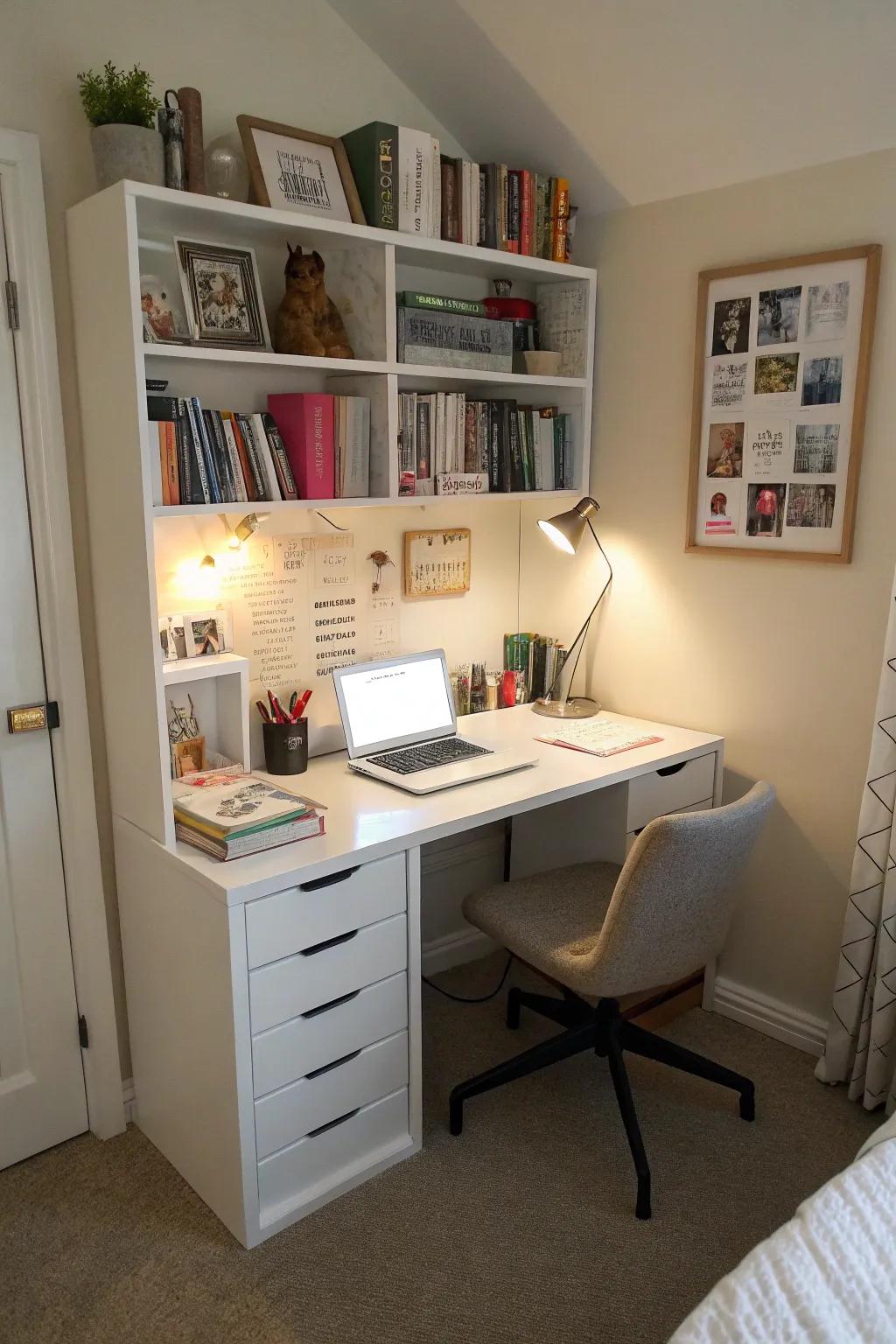 A corner spot allows for getting things done in small spaces.