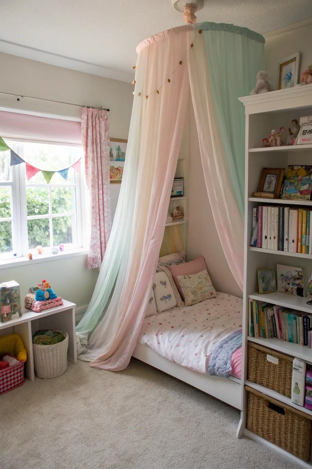 A shaded bed infuses refinement and a sense of sanctuary.