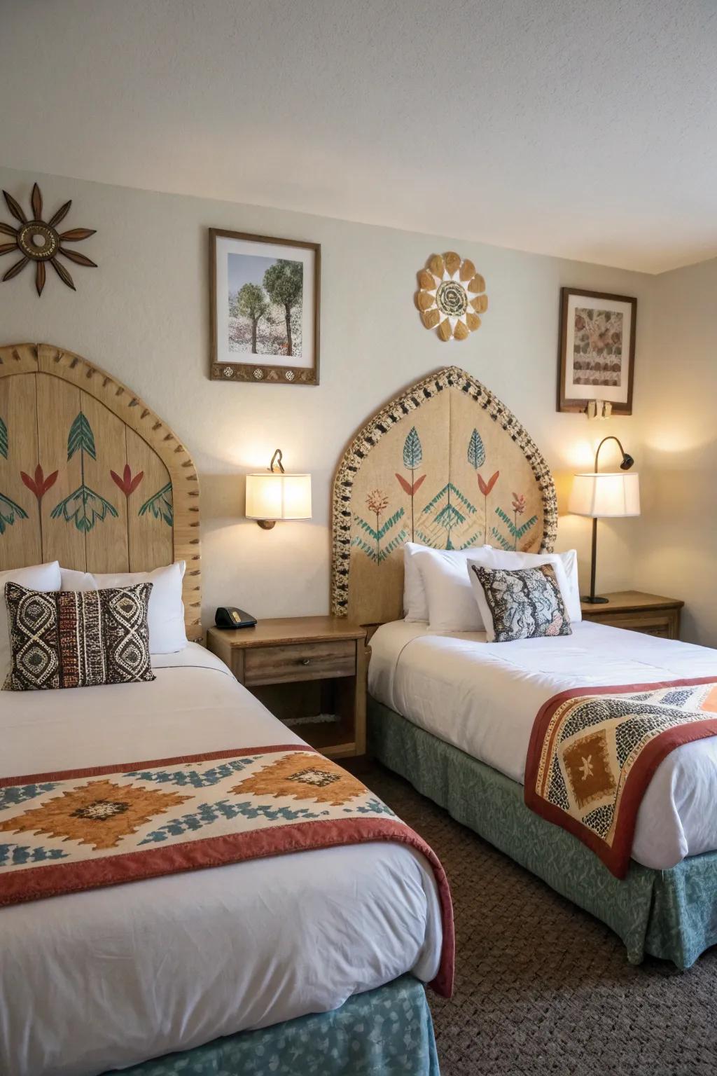 Creative headboards exhibiting individual style.