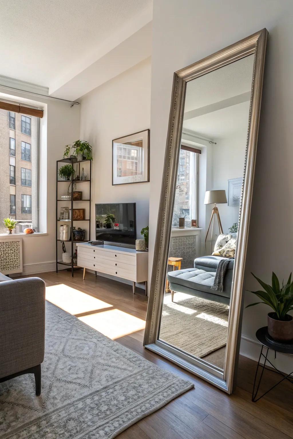 Mirrors amplify natural light and create an airy atmosphere