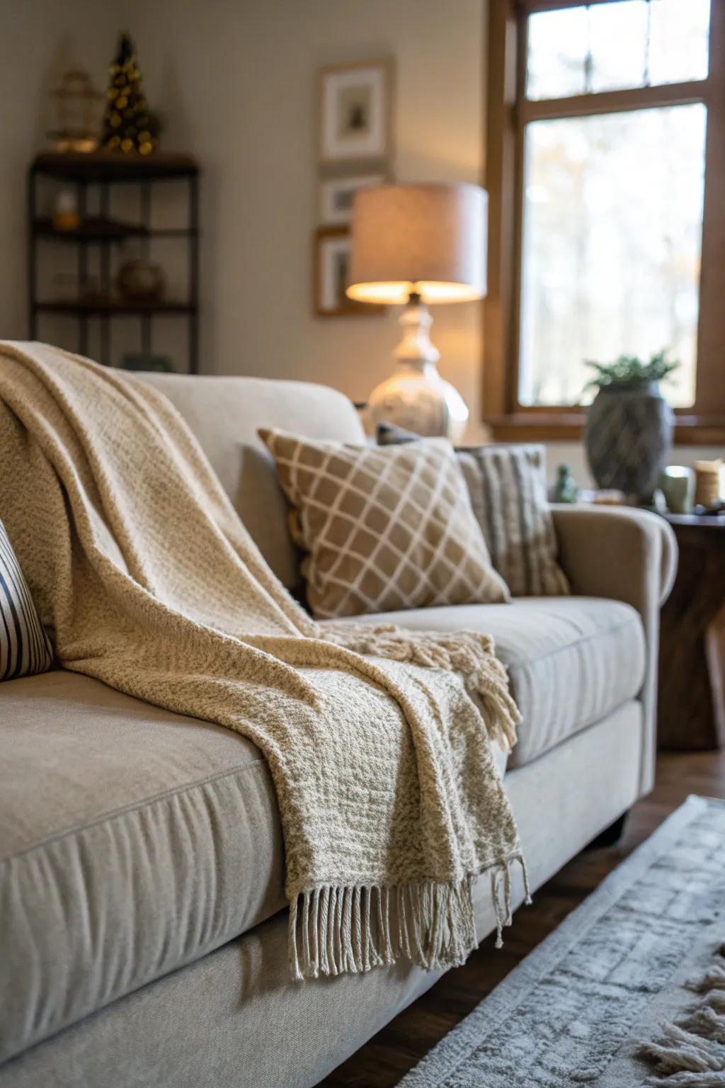 Incorporate a layer of comfort using a comfortable blanket.