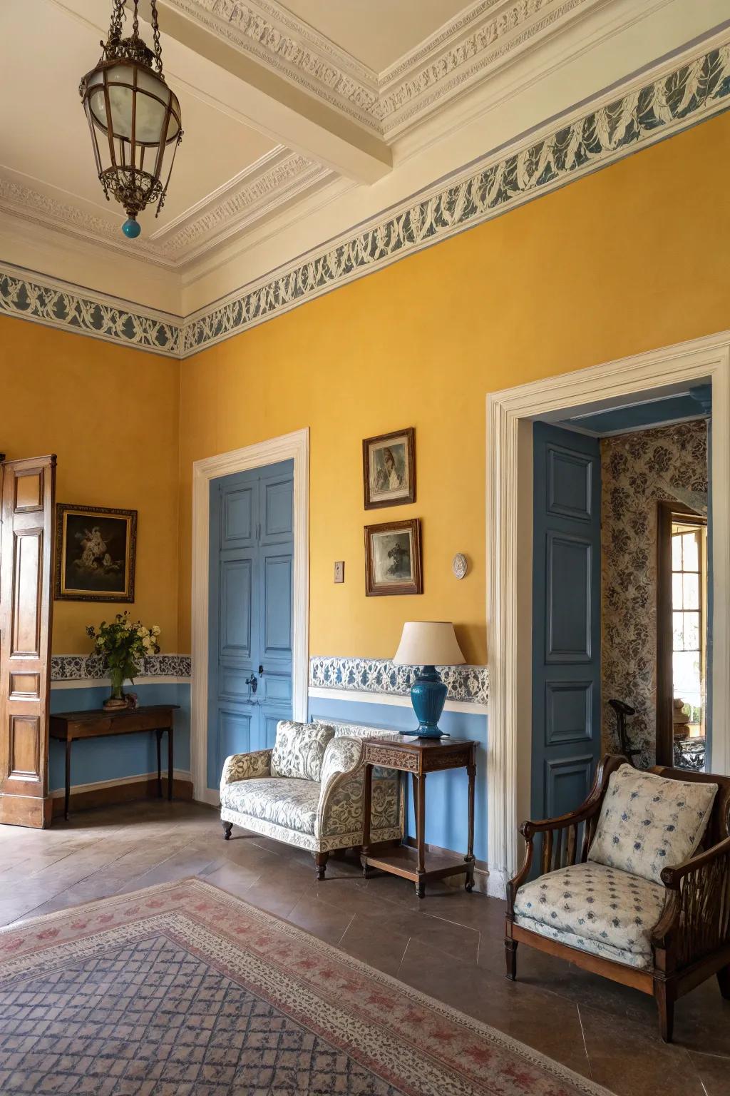 Colonial hues introducing a classic touch to a living area.