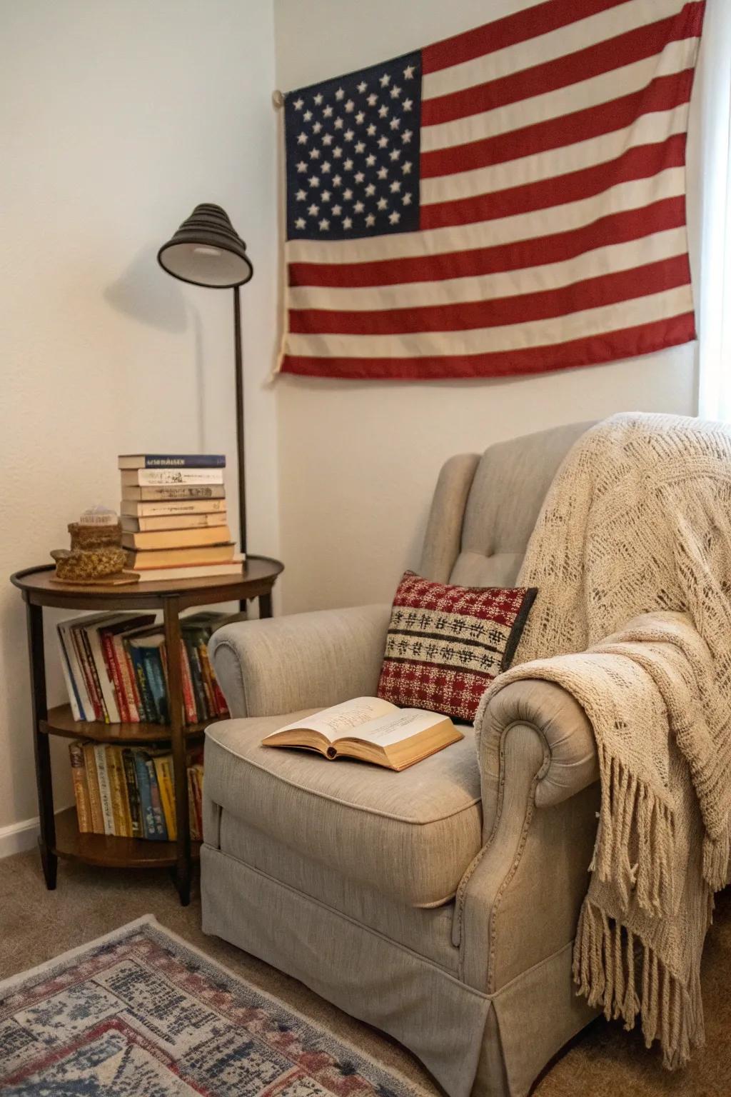 A comfortable reading spot is further enhanced using a flag feature.