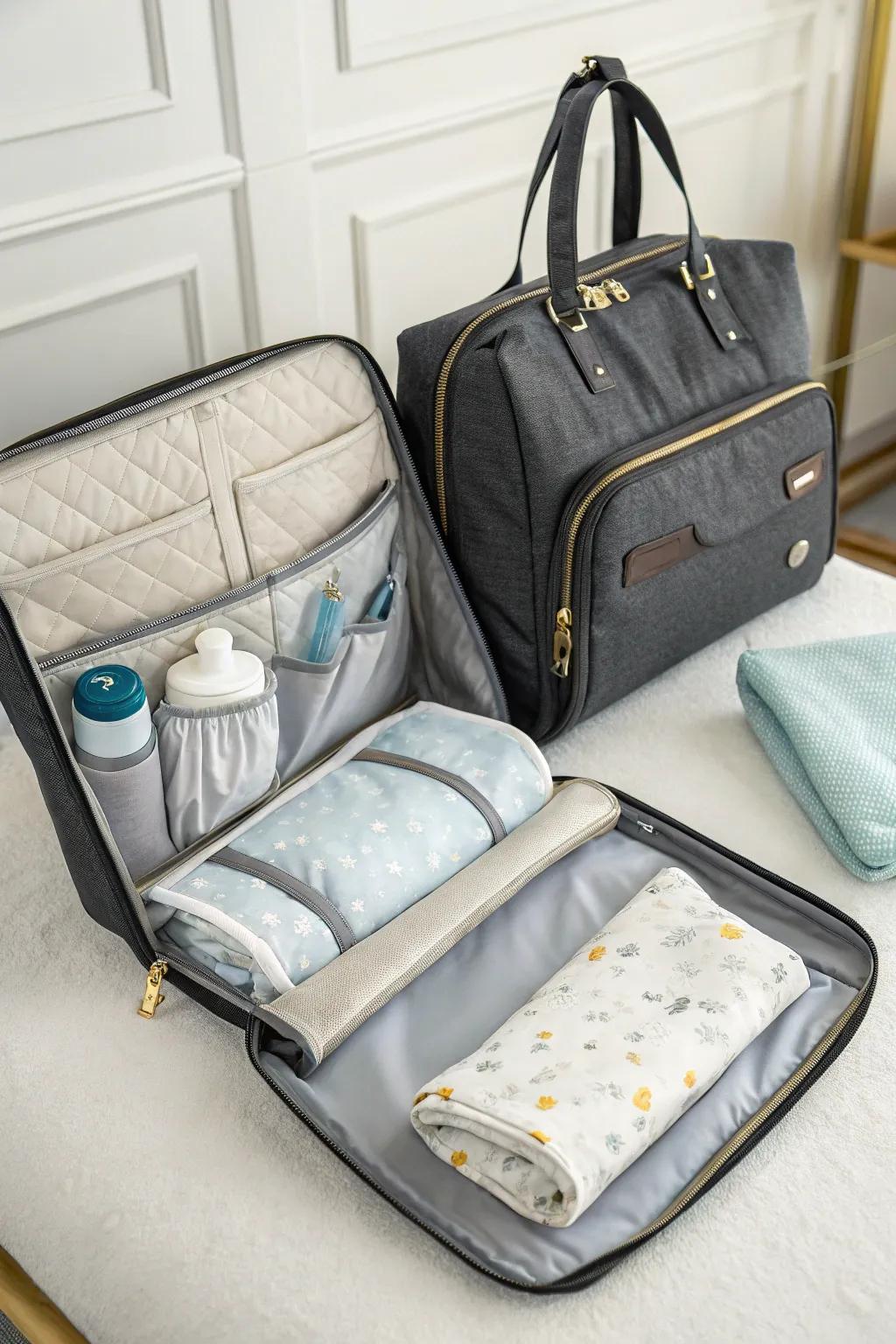 A compact travel changer ensures convenience for parents on the go.