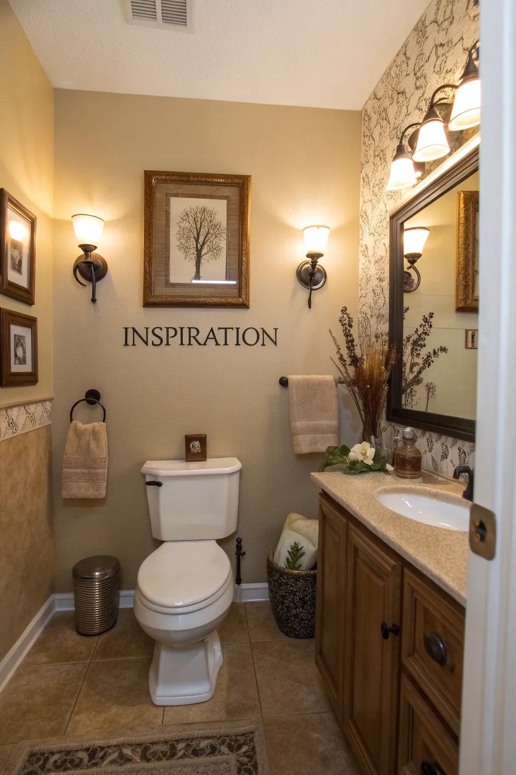 Themed decor adds a personal touch to the bathroom.
