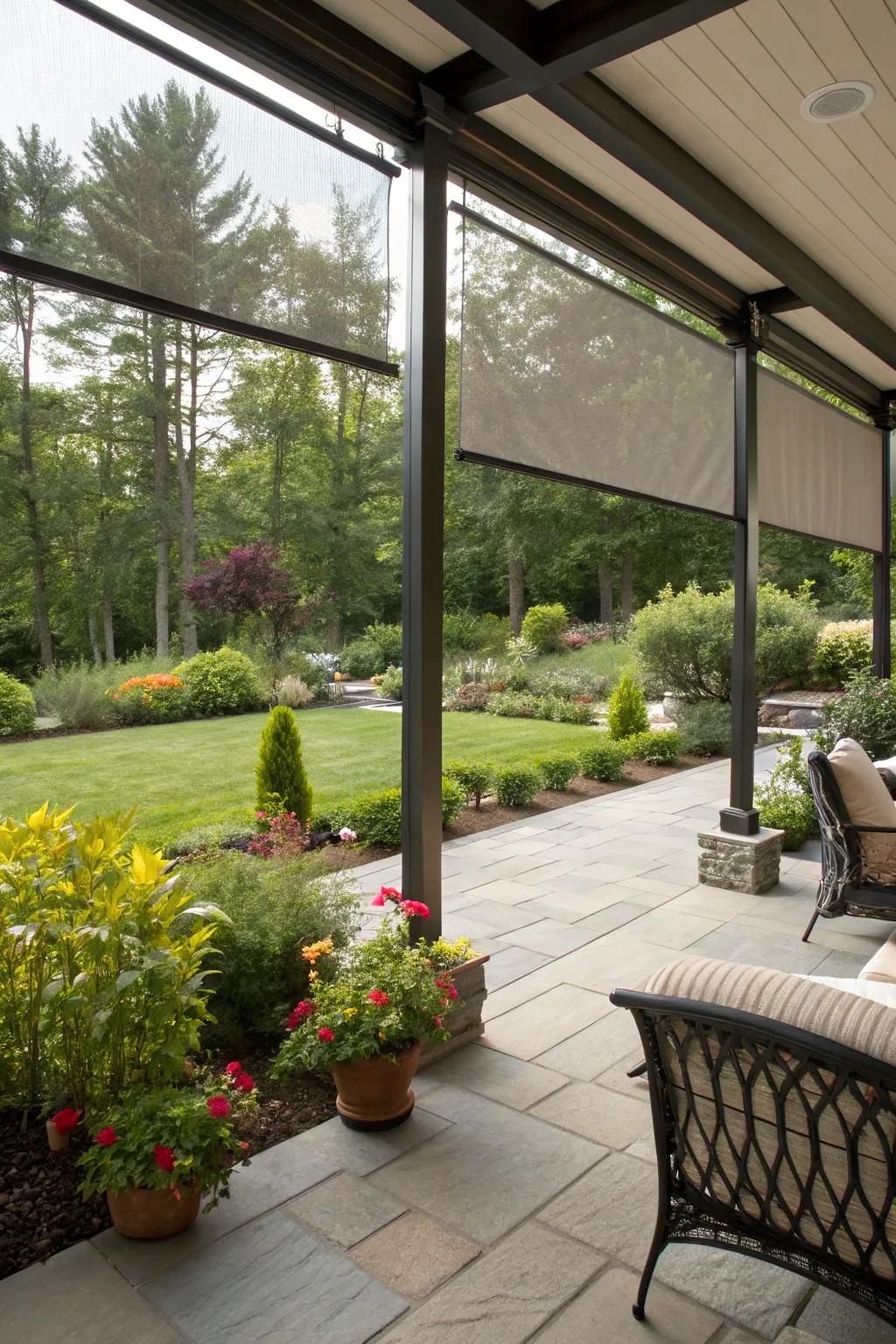 Relish seclusion and sun defense with solar screens.