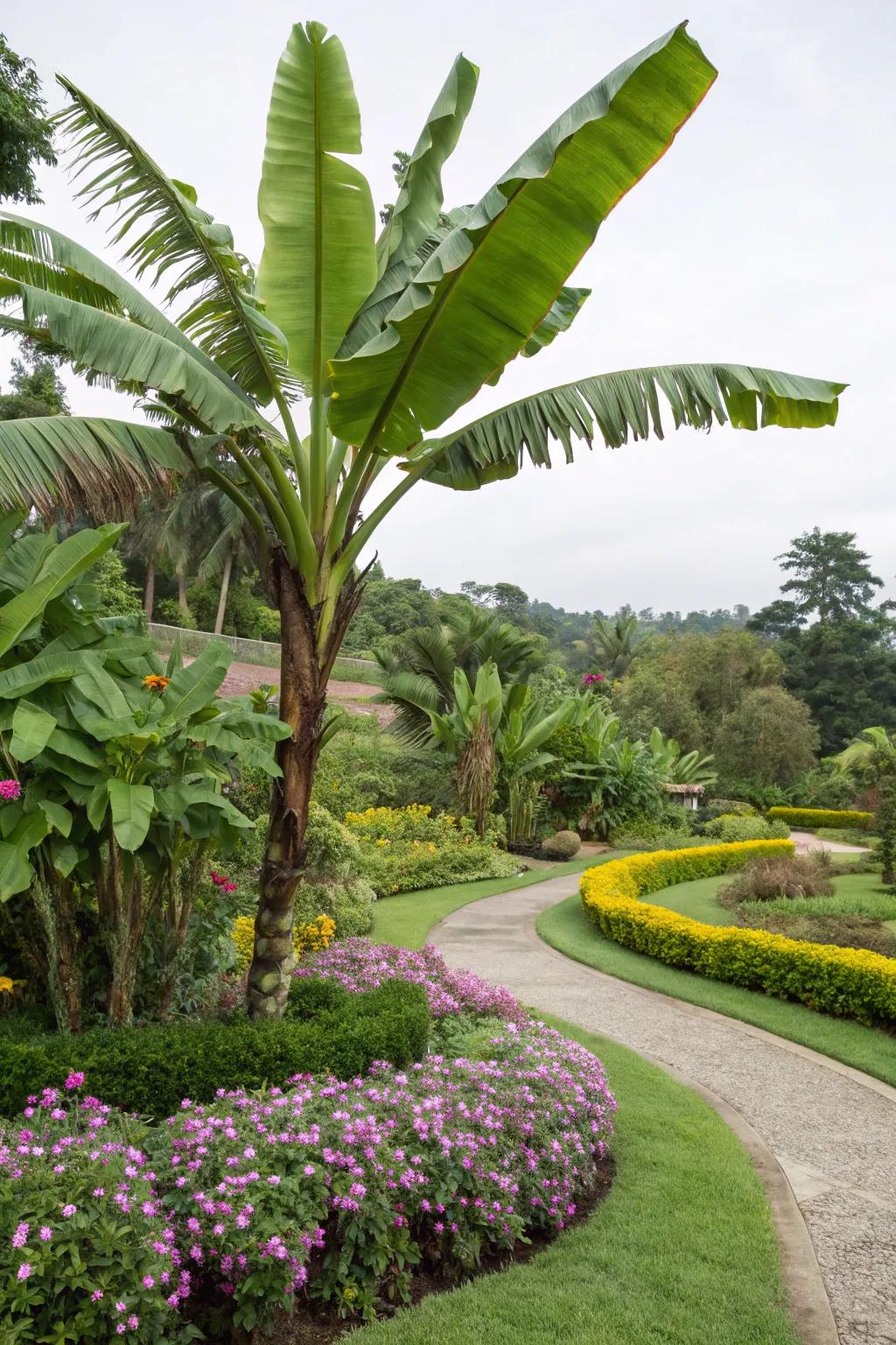 Create a statement with banana trees as emphasized plants.