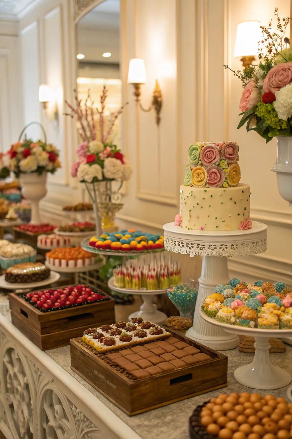 A dessert table is visually beautiful and incredibly delicious.