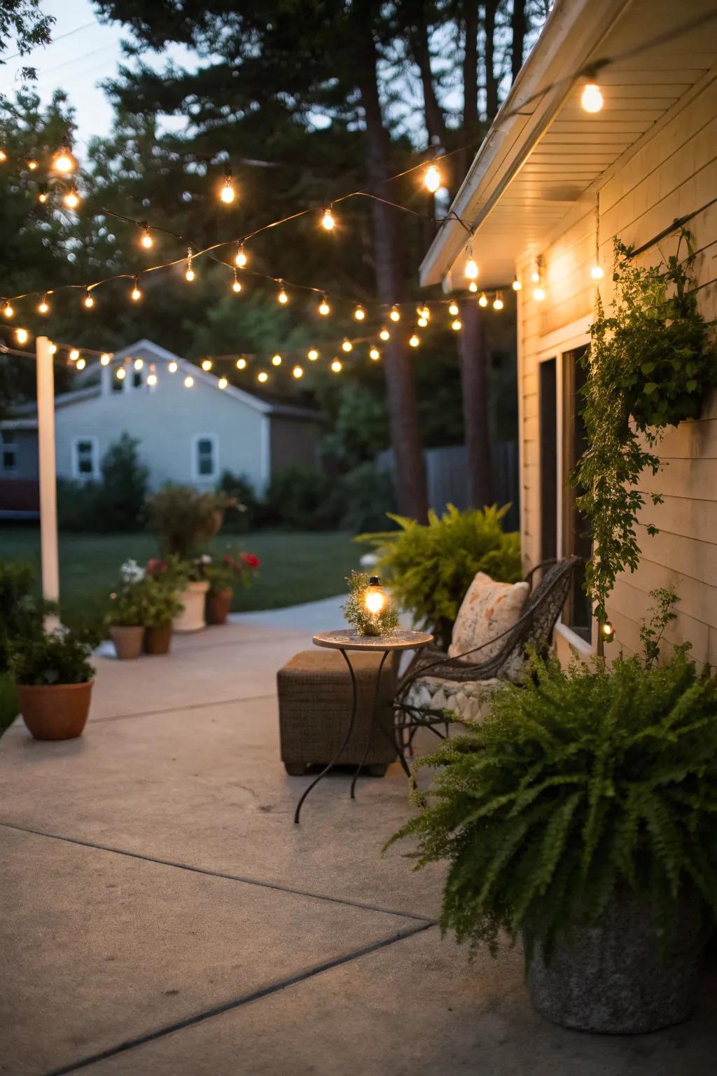 String lights can transform your patio into an enchanting nighttime retreat.