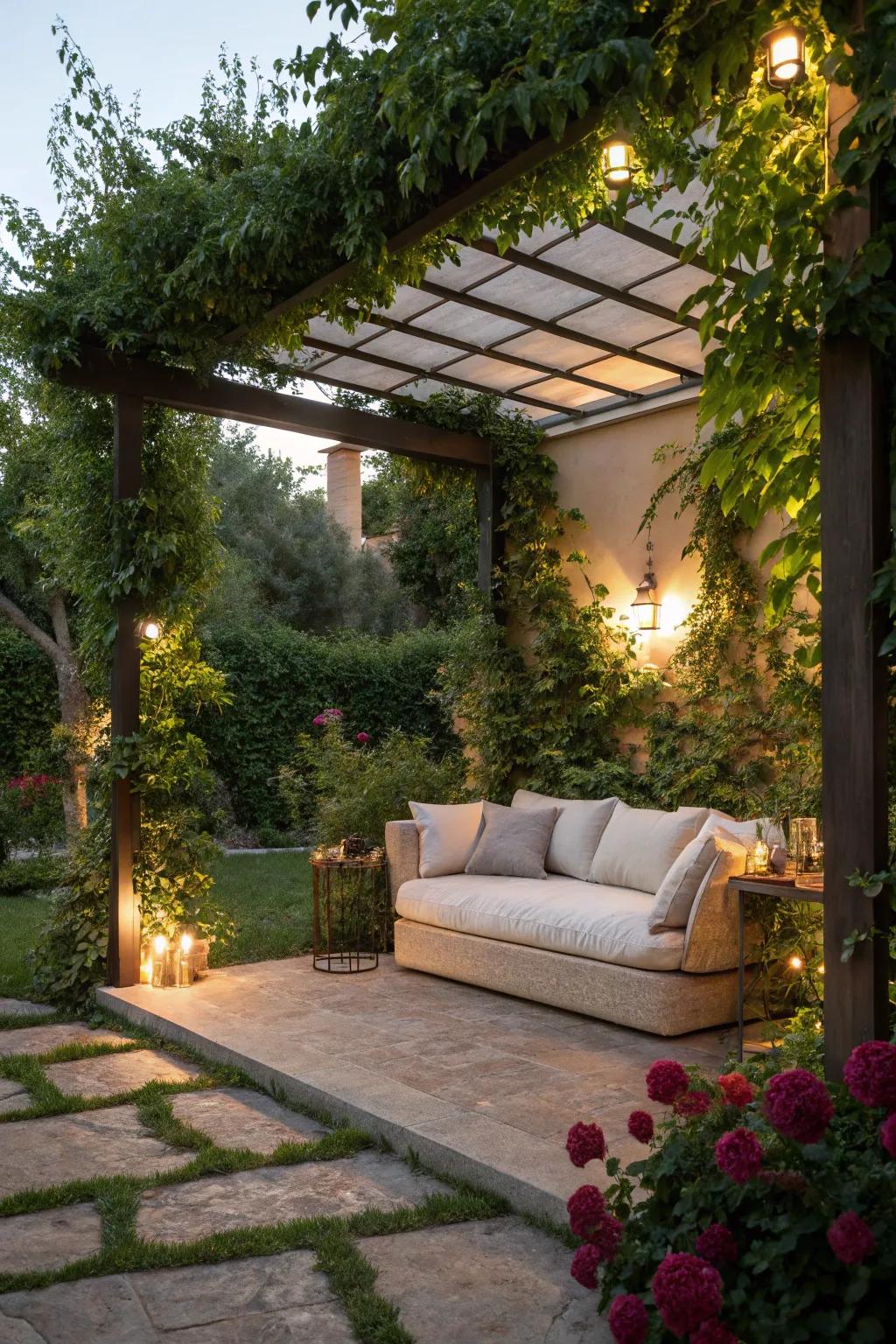 Couch alcoves deliver a cozy, shaded retreat in your backyard.