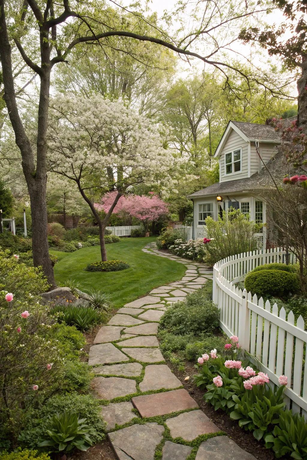 Garden paths contributing charm and structure