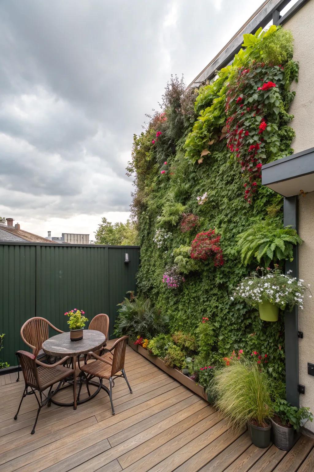 Green walls add a vibrant and natural touch to your patio.