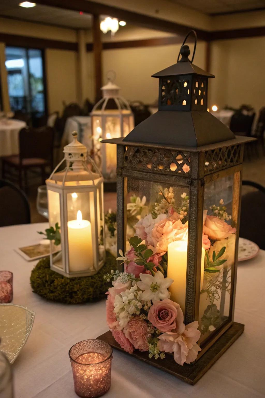 Blossom-adorned lanterns radiate warmth and allure.