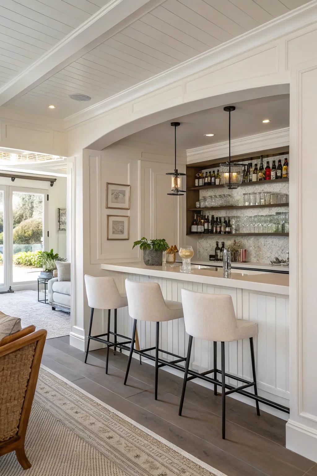 Simple getaway emphasizes simplicity and peace using clean lines.