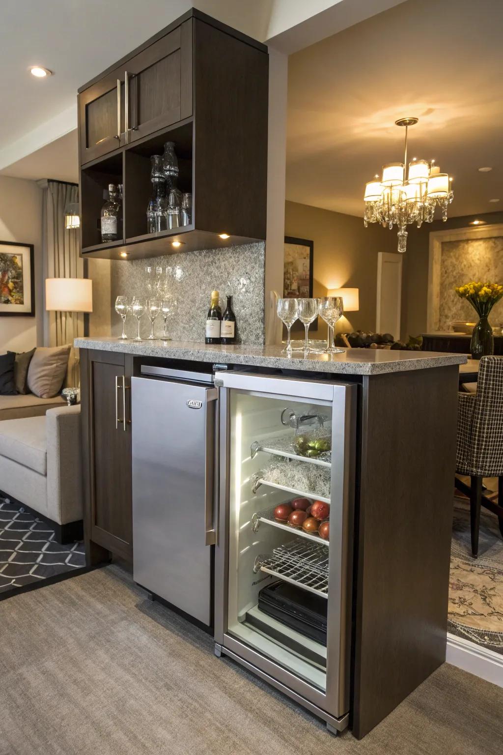 Keep your drinks perfectly chilled using a subtle small chiller.