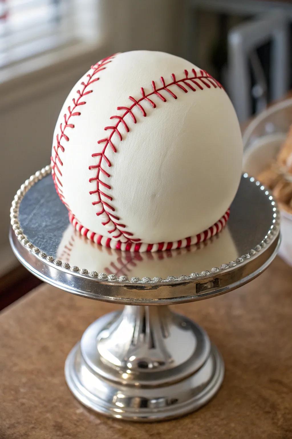 A 3D sport orb cake that&rsquo;s as striking as it is delectable.