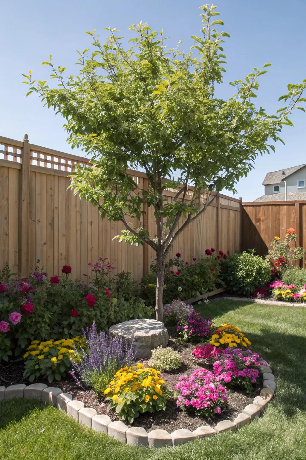 Small trees add vertical interest and charm.