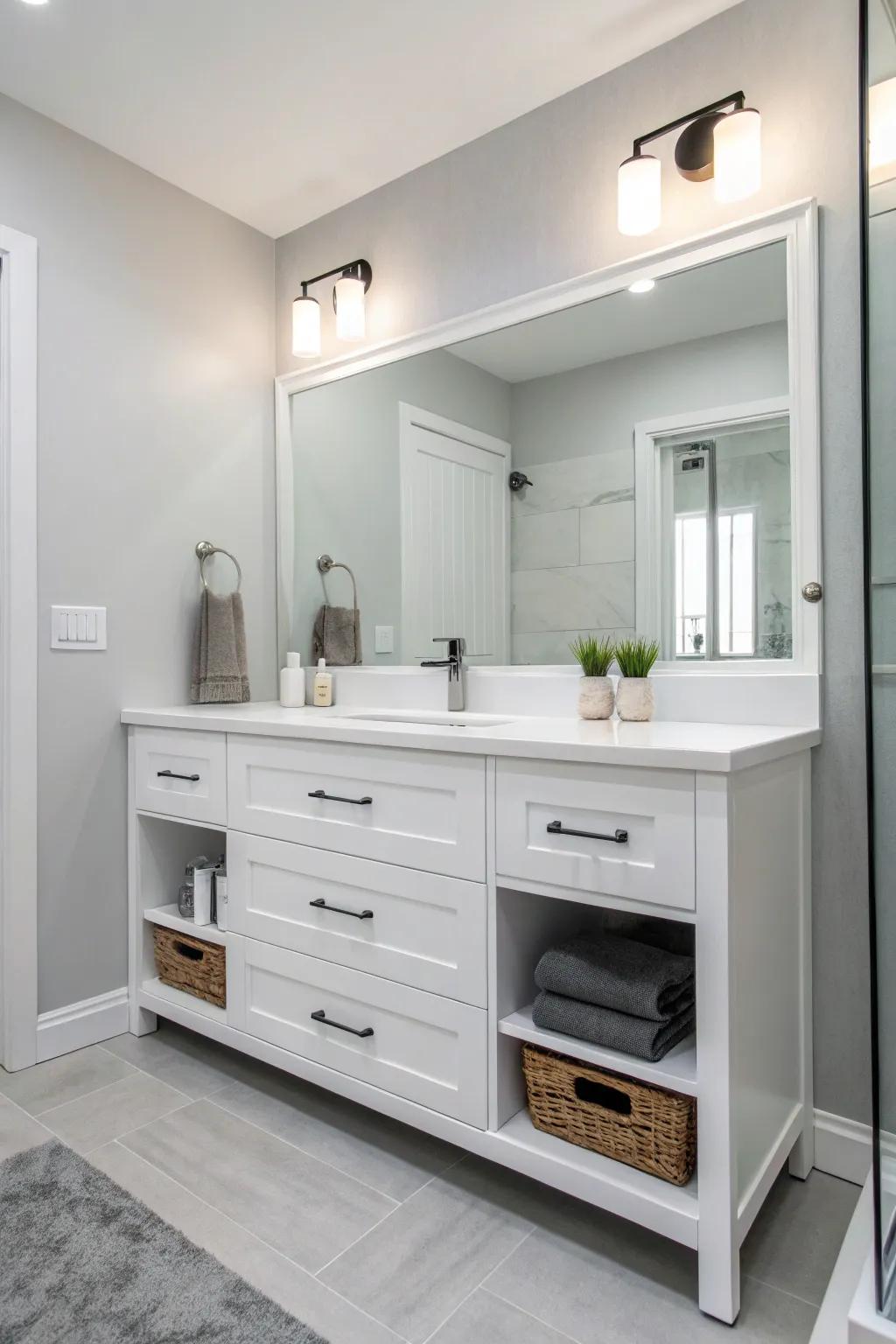 Modern dressing tables join together style with practicality, enhancing your bathroom's function.