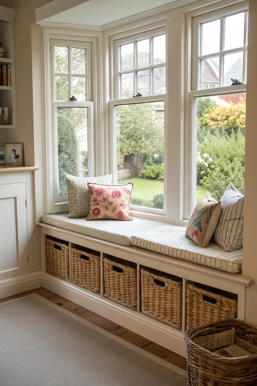 Take advantage of your available area using integrated storage beneath your bay window seating.