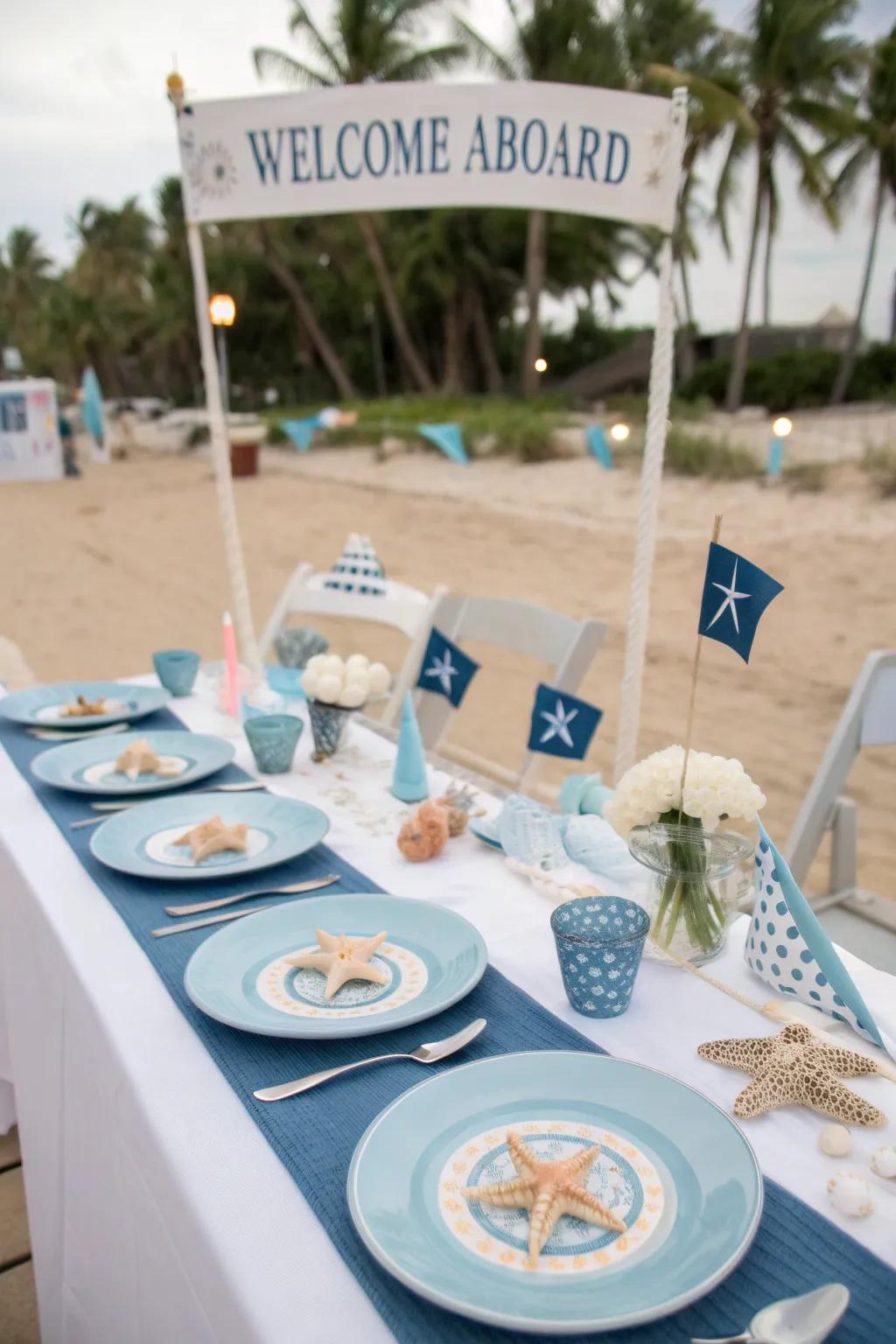 Nautical tableware harmonizes your coastal theme beautifully.