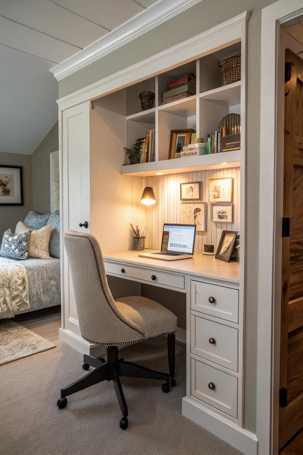 Transform an alcove into your personal workspace.