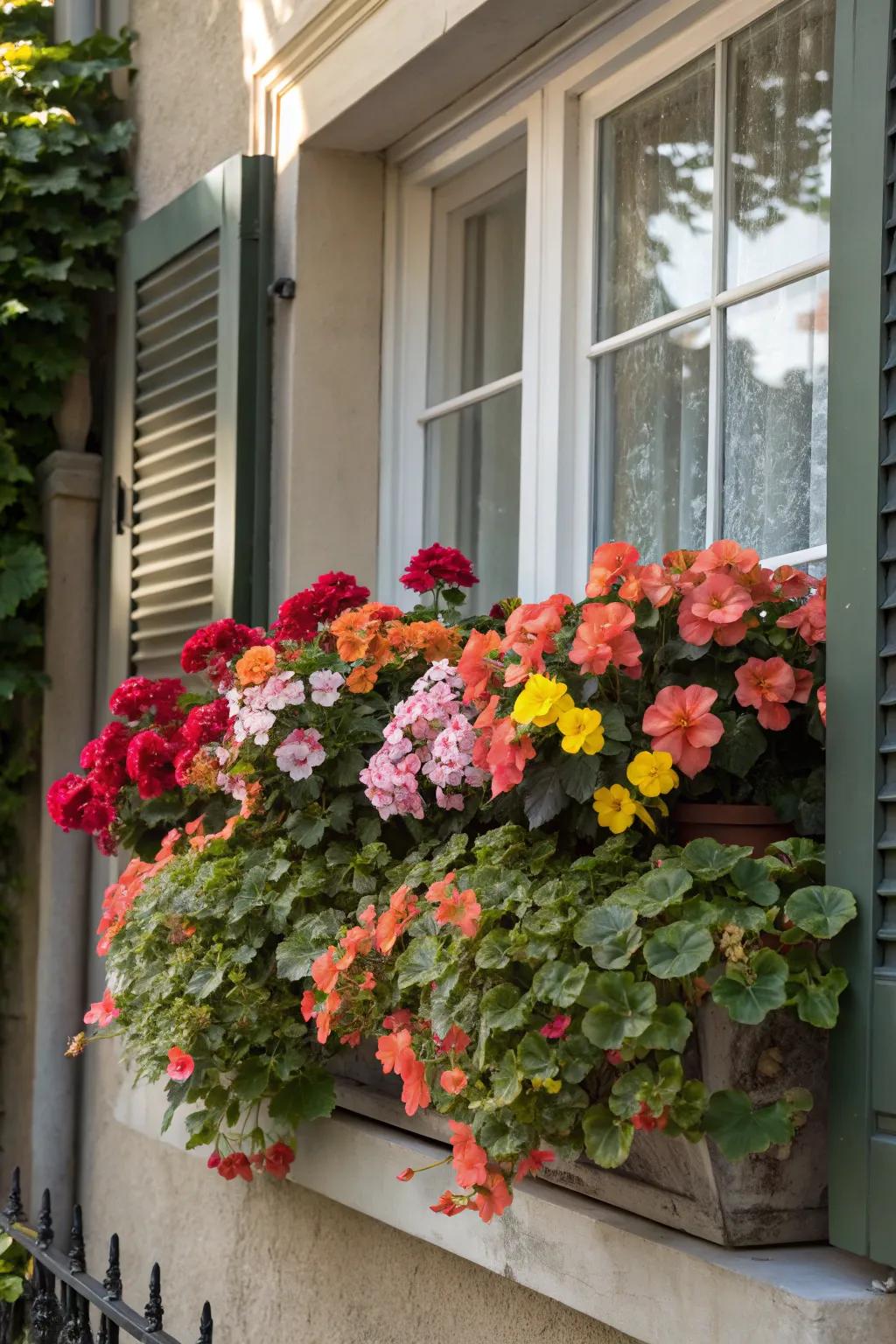 Begonias thrive in shade, illuminating darker areas.