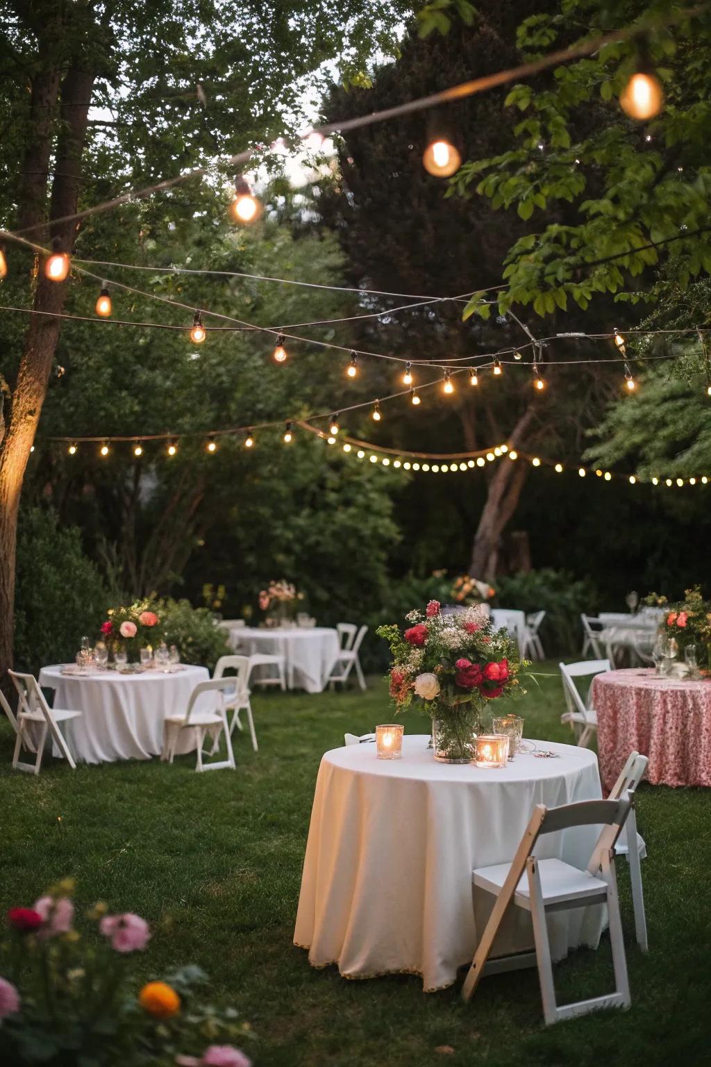 An outdoor party offers a peaceful and enchanting birthday celebration.