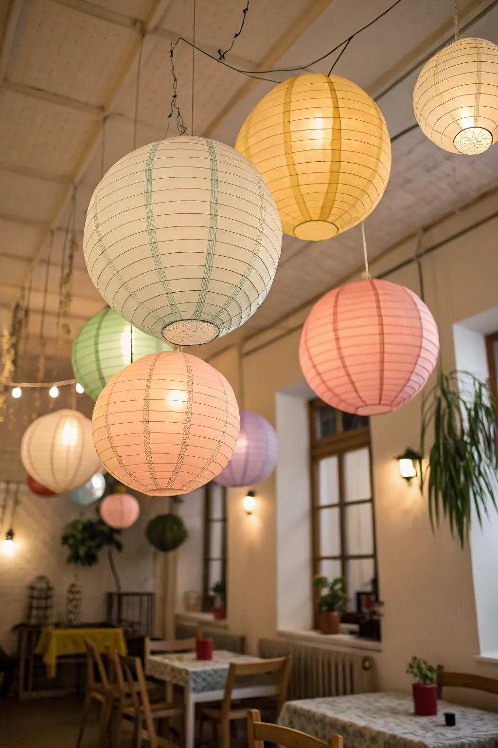 Whimsical lanterns presenting an element of playfulness