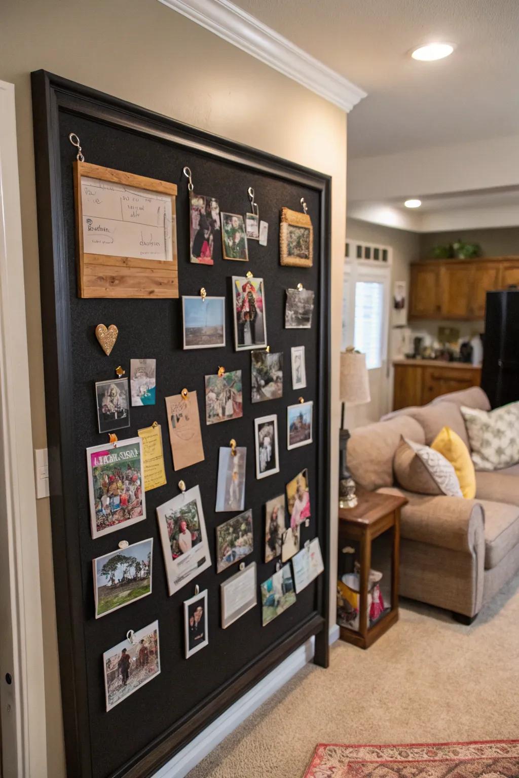 Capture valuable family memories on a custom notice board.