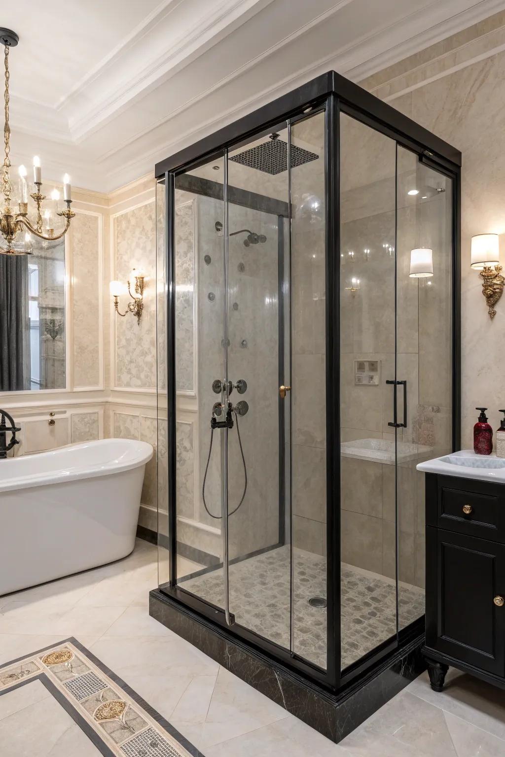 Clear enclosures preserve an expansive and graceful atmosphere.