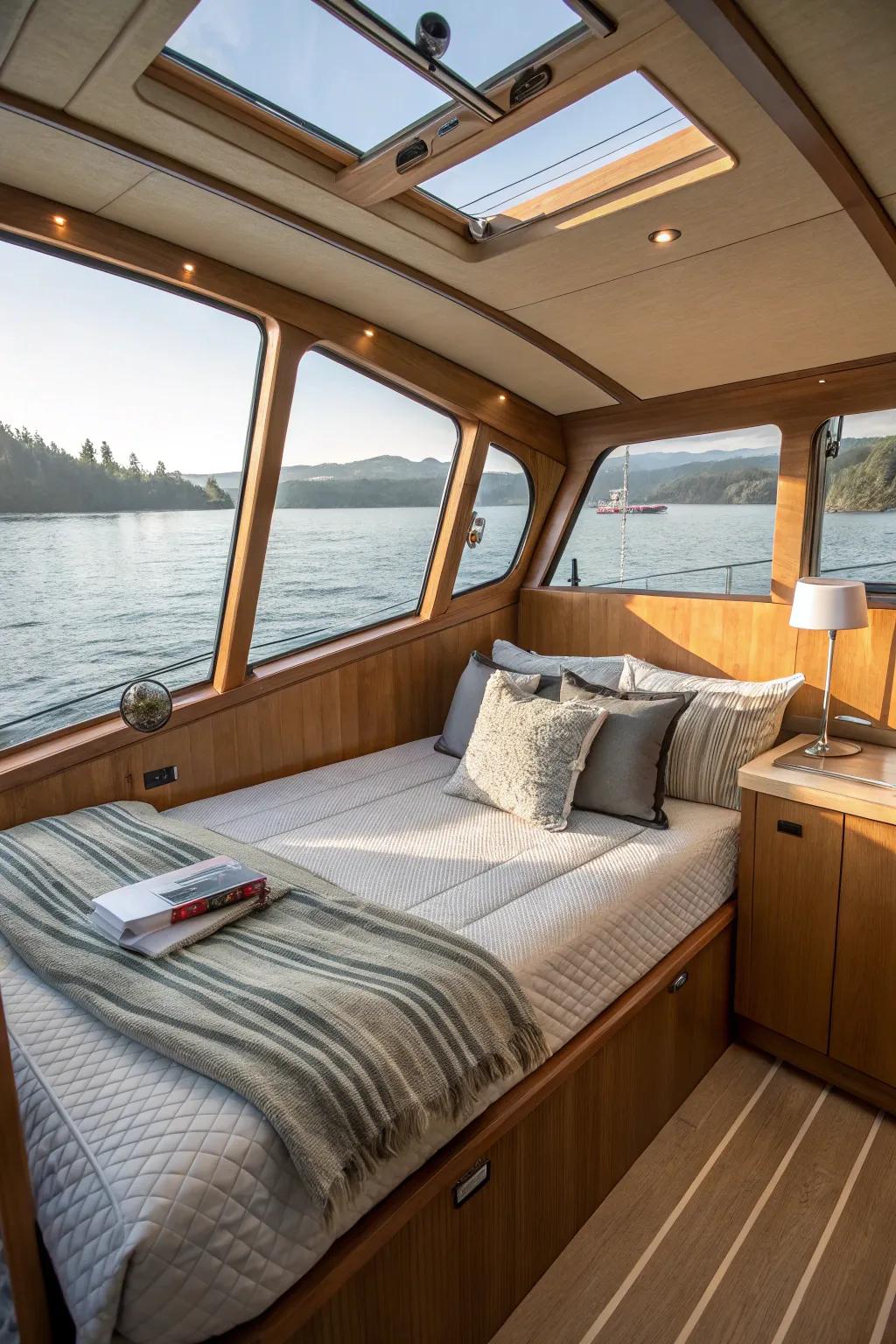Bespoke bedding tailored for perfect integration within unique boat interiors.